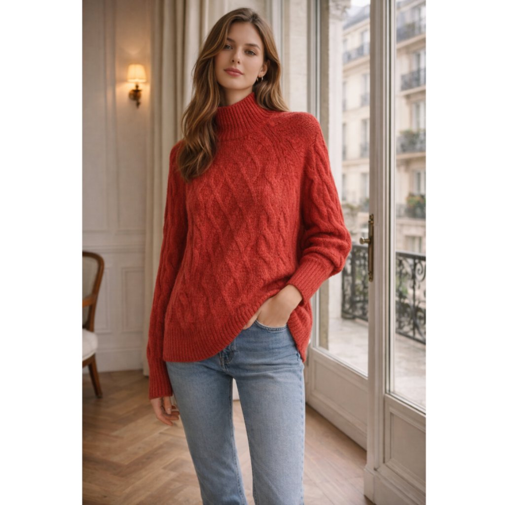Abercrombie & Fitch Red Knit Mockneck Sweater Top Xs Soft